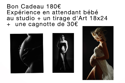 Séance photo de grossesse en studio réalisée par Sabine et Laurent Rannou, photographes portraitistes professionnels